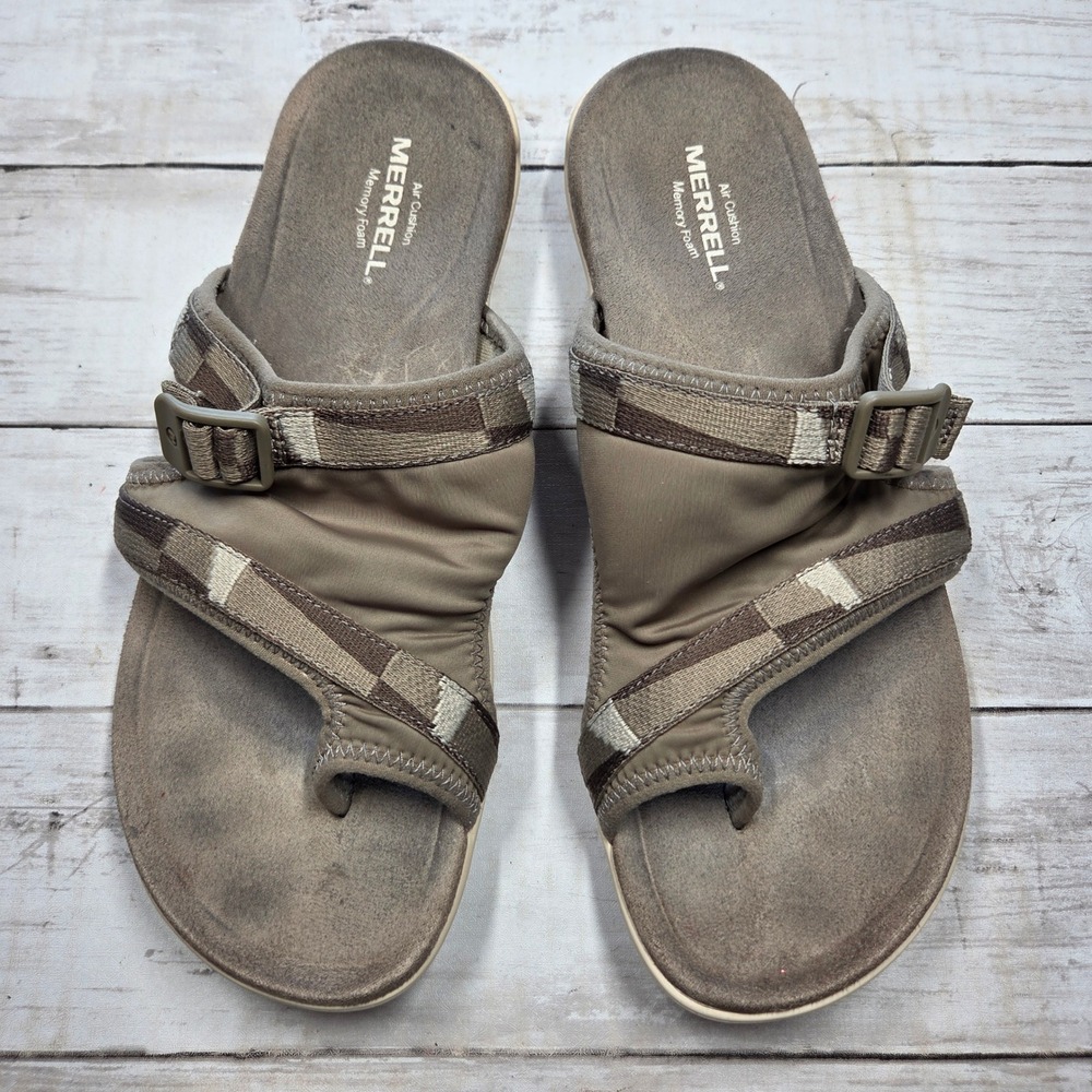 Merrell Terran Post II Slide Sandals‎ Outdoor Women 10 Brindle Brown Buckle